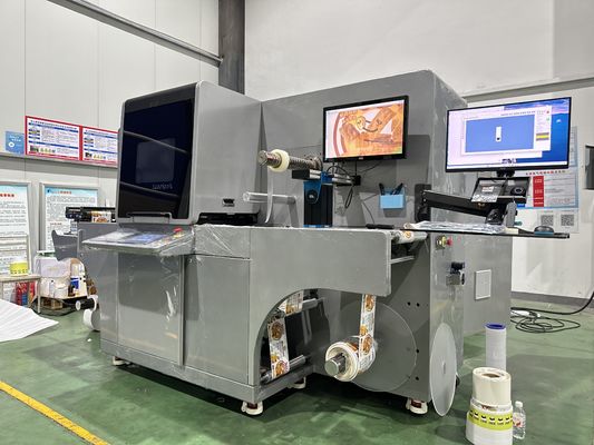 Μηχανή ψηφιακής διακοσμητικής ετικέτας με ταχύτητα 60 m/min ταχύτητα 360*360 dpi Ανάλυση και πάχος στρώματος βερνίκι 10-150 μικρο